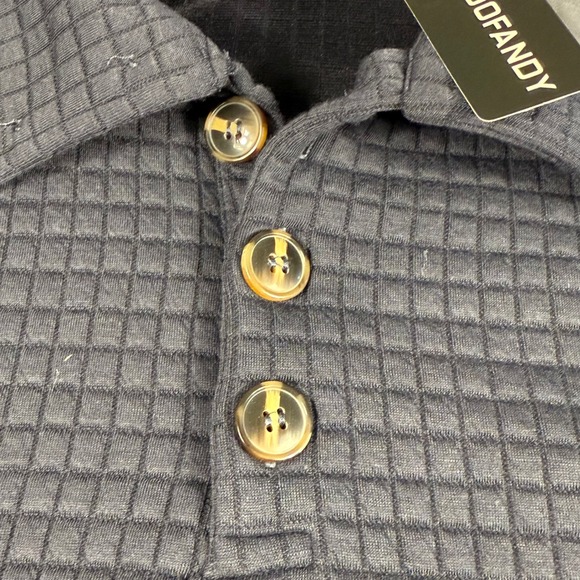 COOFANDY Men's Textured Polo Shirt Long Sleeve Casual Button Up Top Size XL - Picture 8 of 13